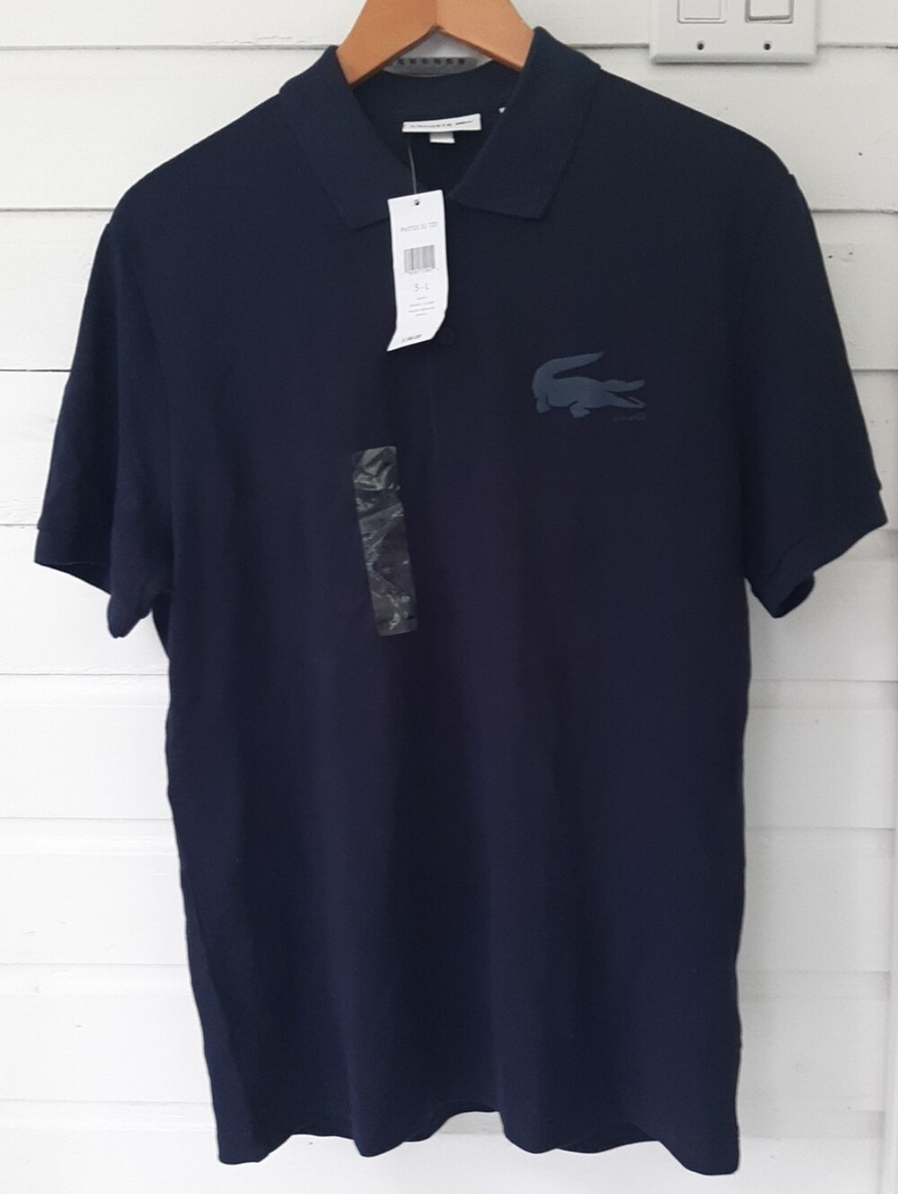 NWT Lacoste Men’s Navy Polo Shirt with Large Crocodile Logo Slim Fit